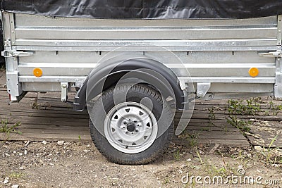 Open car trailer. Trailer for passenger cars.Sale, rental and maintenance of trailers Editorial Stock Photo