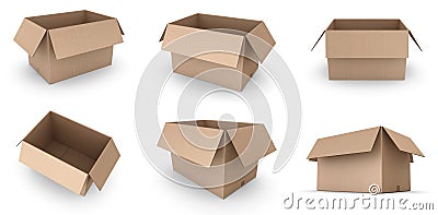 Open cardboard boxes Stock Photo