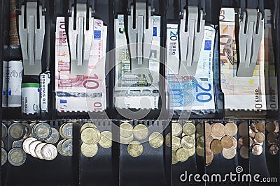 Open cash register euro Stock Photo