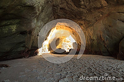 Open cave at One Thousand Steps Beach Stock Photo