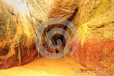 Open cave at One Thousand Steps Beach Stock Photo