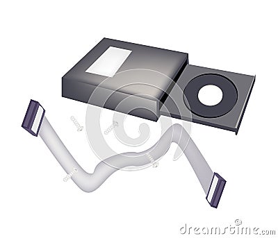 Open CD-ROM Disk Drive for Desktop Computer Vector Illustration