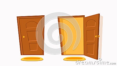 Open and close door cartoon colorful vector illustration. Vector Illustration