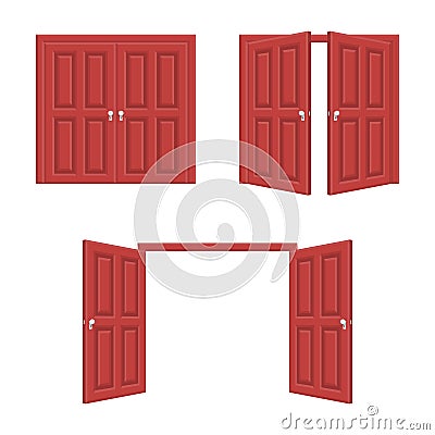 Open and close door. Vector Illustration