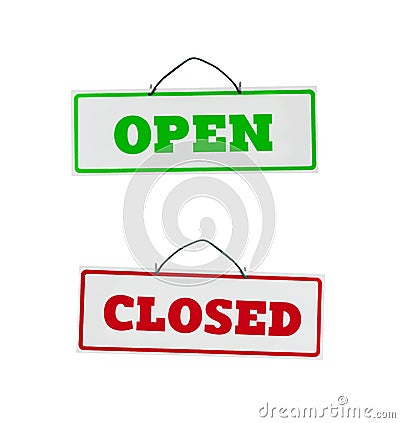 Open and close door signs Stock Photo