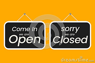 open and close sign store shop sign Stock Photo