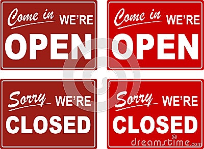 Open Close Signs (Vector) Cartoon Illustration