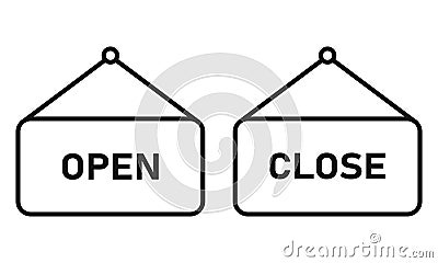 Open close vector icon sign, warning banner Vector Illustration