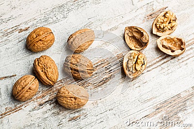 Open and close walnuts Stock Photo
