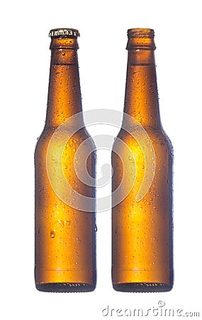 Open and closed beer bottle Stock Photo