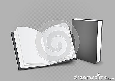 Books on gray transparent background Vector Illustration