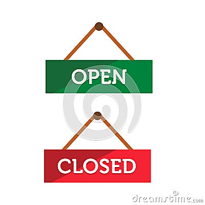 Open and Closed door sign Stock Photo