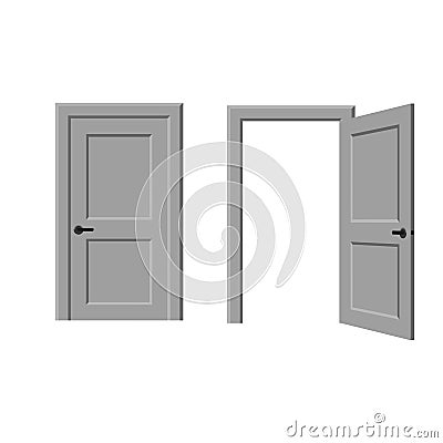 Open and closed door Vector Illustration