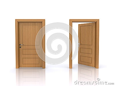 Open and closed doors Stock Photo