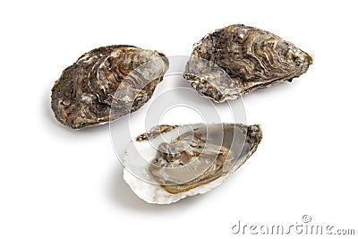 Open and closed fresh raw oysters Stock Photo