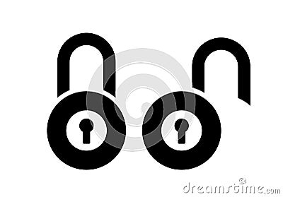 Open closed padlock vector icon Vector Illustration