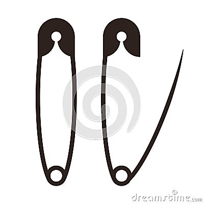 Open and closed safety pin Vector Illustration