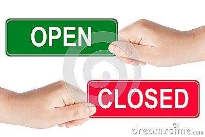 Open and closed sign Stock Photo