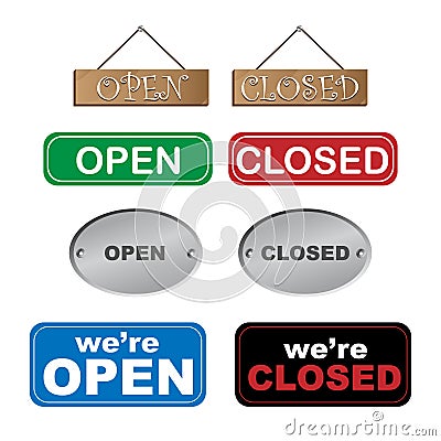 Open and closed signs Vector Illustration