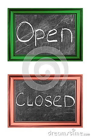 Open and closed signs Stock Photo