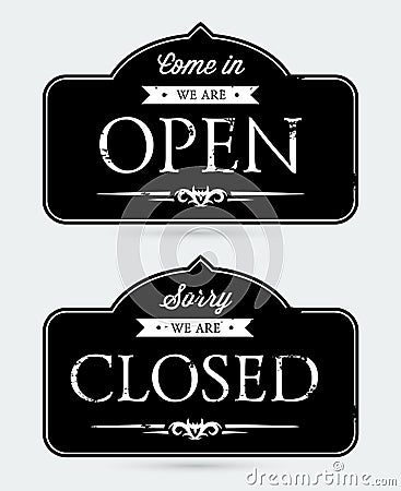 Open and closed signs Stock Photo