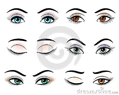 Open and closed woman eyes Vector Illustration