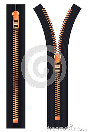 Open and closed zipper vector illustration Vector Illustration