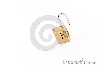 Open Combination Padlock on White Background Stock Photo