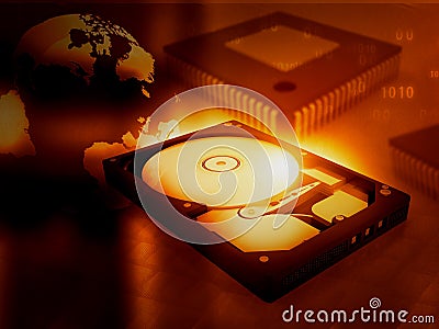 Open computer hard disk drive Stock Photo