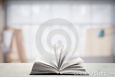 Open cookbook in the kitchen Stock Photo