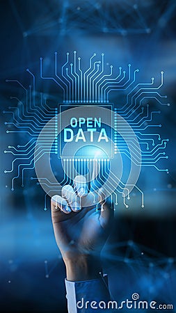 Open Data Promoting Transparency and Accessibility in Information Sharing Technology Concept Illustrated on Processor Stock Photo