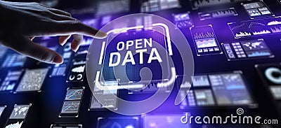 Open Data Promoting Transparency and Accessibility, projection on a virtual screen, Business and Technology Concept Stock Photo