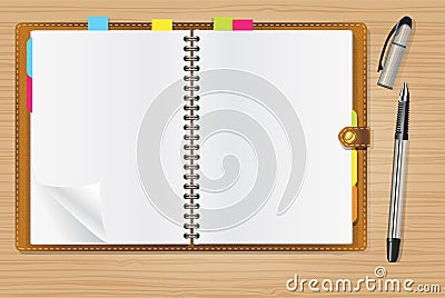 Open diary and a pen Vector Illustration