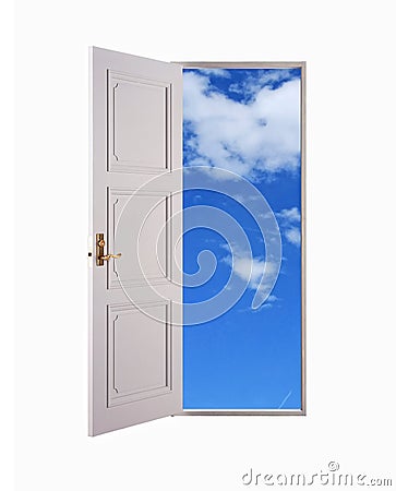 The open door over white background. freedom concept, Stock Photo