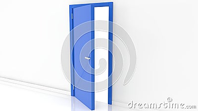 Open door in blue color Cartoon Illustration