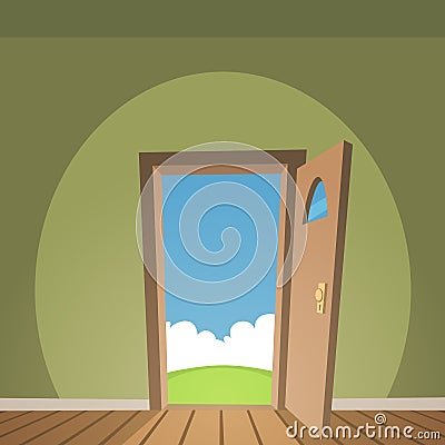 Open Door Vector Illustration