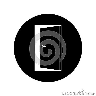 Open door graphic icon in the circle Cartoon Illustration