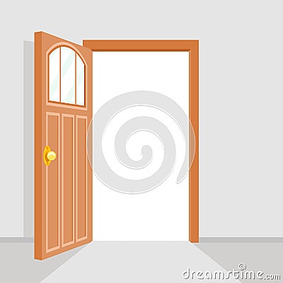 Open Door House Background Flat Design Isolated Vector Illustration Vector Illustration