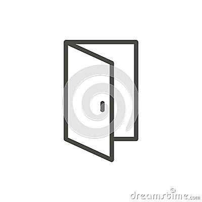 Open door icon vector. Outline entry. Line door symbol. Vector Illustration