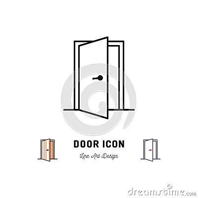 Open Door icon. Vector thin line art symbol Vector Illustration