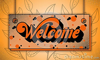 open door sign. Welcome. in a flat style. Illustration, open sign, plate Stock Photo
