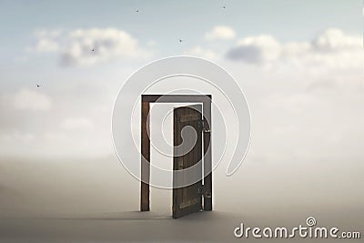 An open door to freedom and imagination Stock Photo