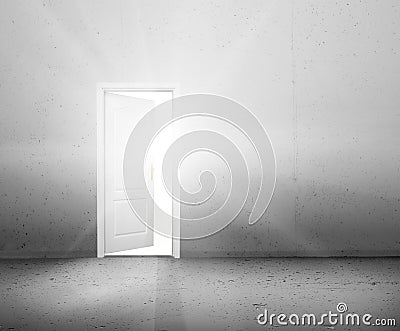 Open door to a new better world, the sun light shining through doorway Stock Photo