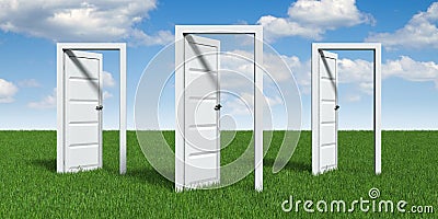 Open doors concept - 3D illustration Cartoon Illustration