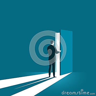 Open door in future. Cartoon Illustration