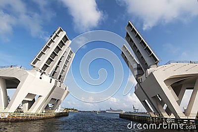 Open Drawbridge Stock Photo