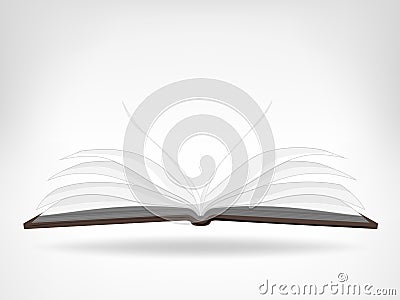 Open empty book side view isolated object Vector Illustration