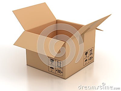 Open empty cardboard box Cartoon Illustration