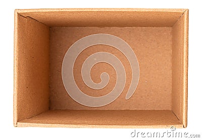 Open empty cardboard gift box on white background, top view. File contains clipping path Stock Photo