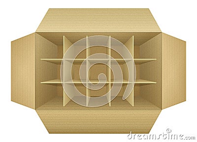 Open empty corrugated cardboard packaging box Vector Illustration